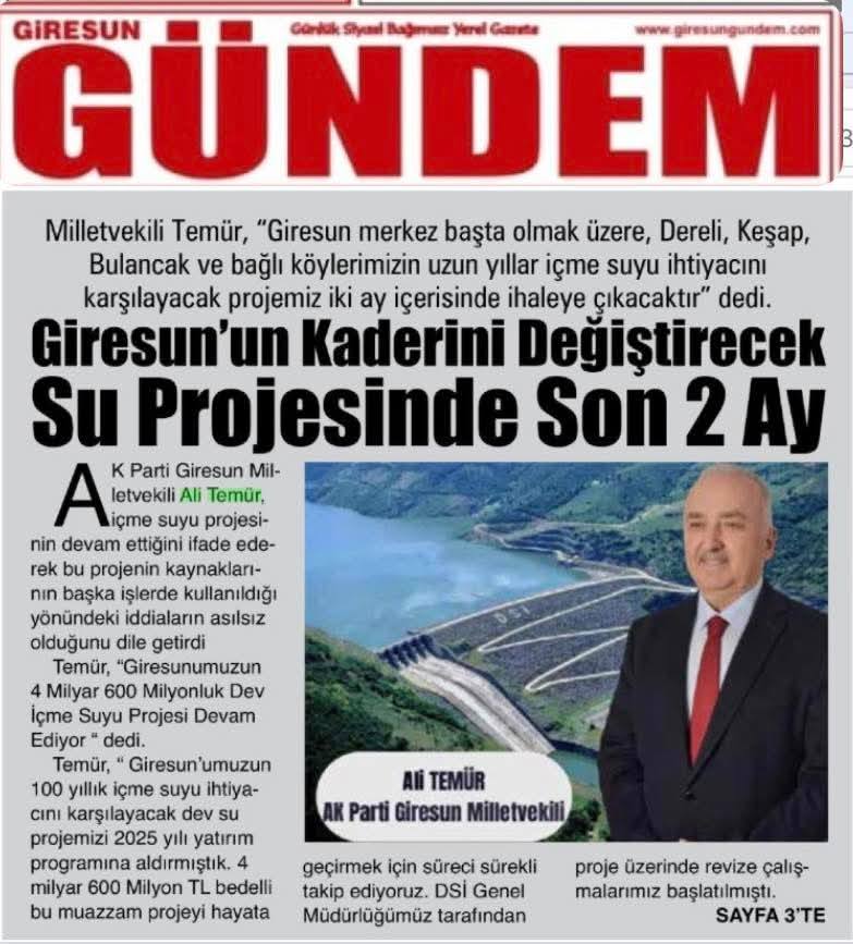 GRESUNUN ASIRLIK SU SORUNUNA DEV ZM